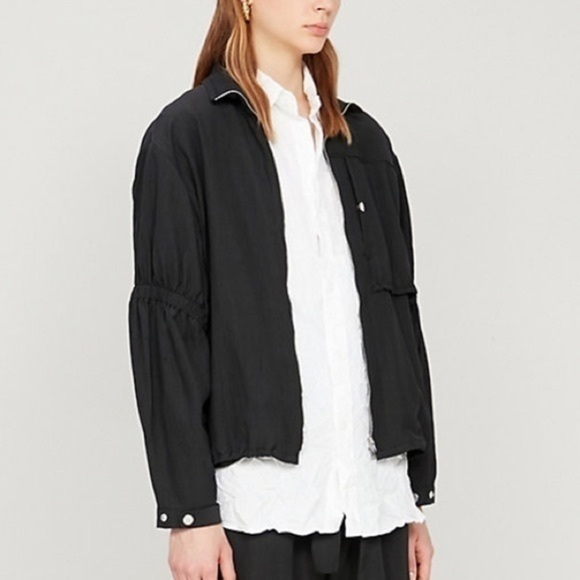 Jacket Coat 3.1 Phillip Lim Cinched ruched tiered sleeves Anorak Black size SP - Picture 4 of 8
